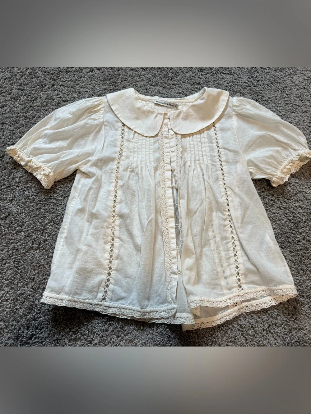 Abercrombie & Fitch 100% Cotton Puff-Sleeve Blouse